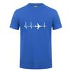 Herzschlag des Flugzeugs T-Shirt Herren Kardiogramm Weltraum-Enthusiasten Oberteile Lustiges Reise-Geschenk Lässiges T-Shirt Baumwolle Bequemes Freizeit-T-Shirt