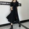 Black long dress women's summer new belly covering irregular knee thin suspender dress
