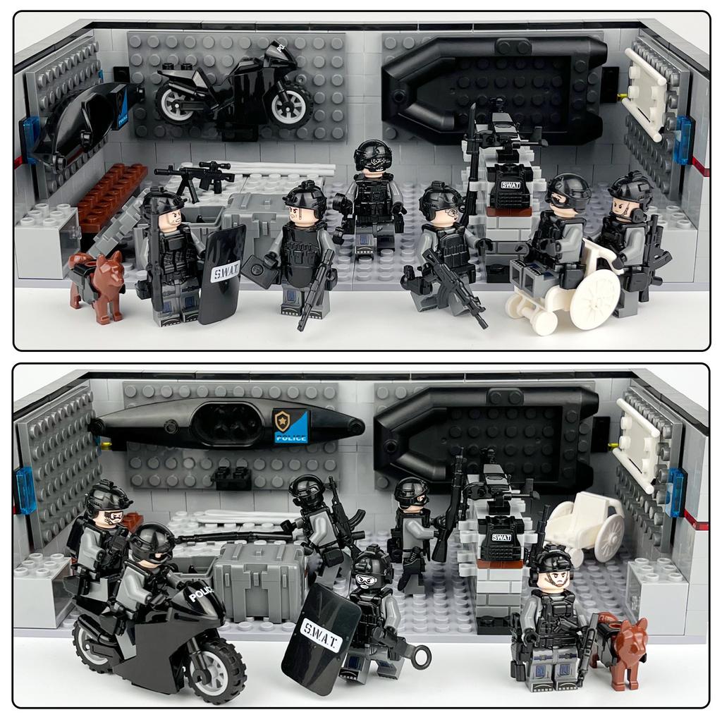 Package F1 Police Material Center Swat Figure 42096 Model Scene Building Block Toys