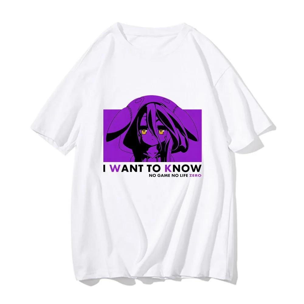No Game No Life Cartoon Men and Women T Shirt Pure Cotton 2023 New Arrival Summer Unisex Binary Anime Tops with L Want To Know