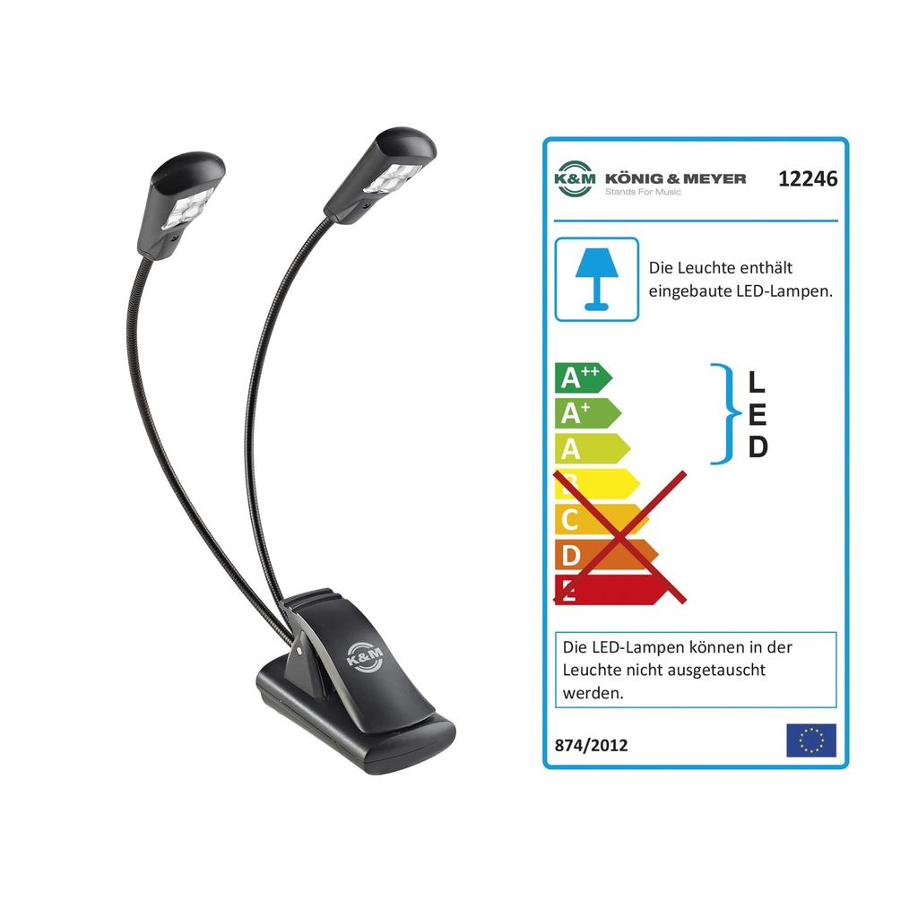K&M Music Stand Light "Double 4 LED Flex Light" [12246] Color: Black