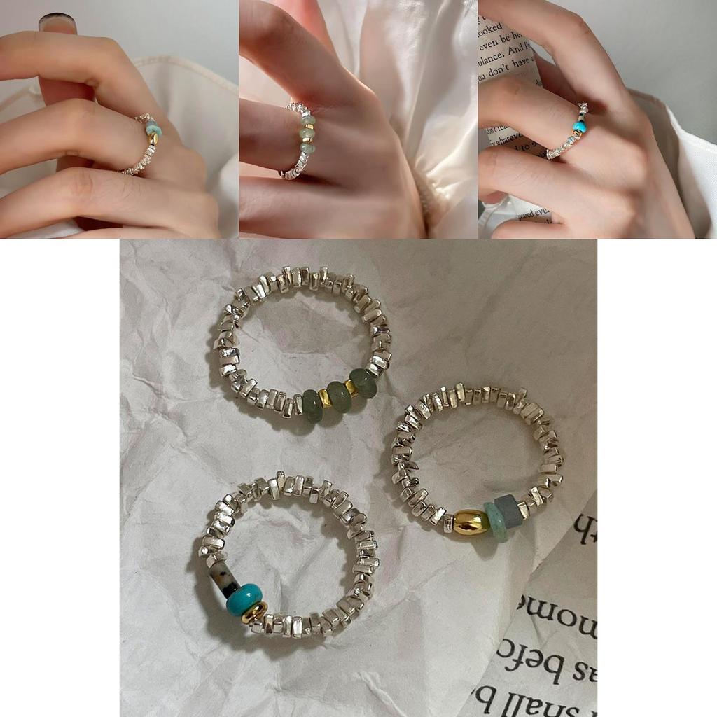 Fashion Ins Versatile Copper Ring With Unique Beaded Pattern Geometric