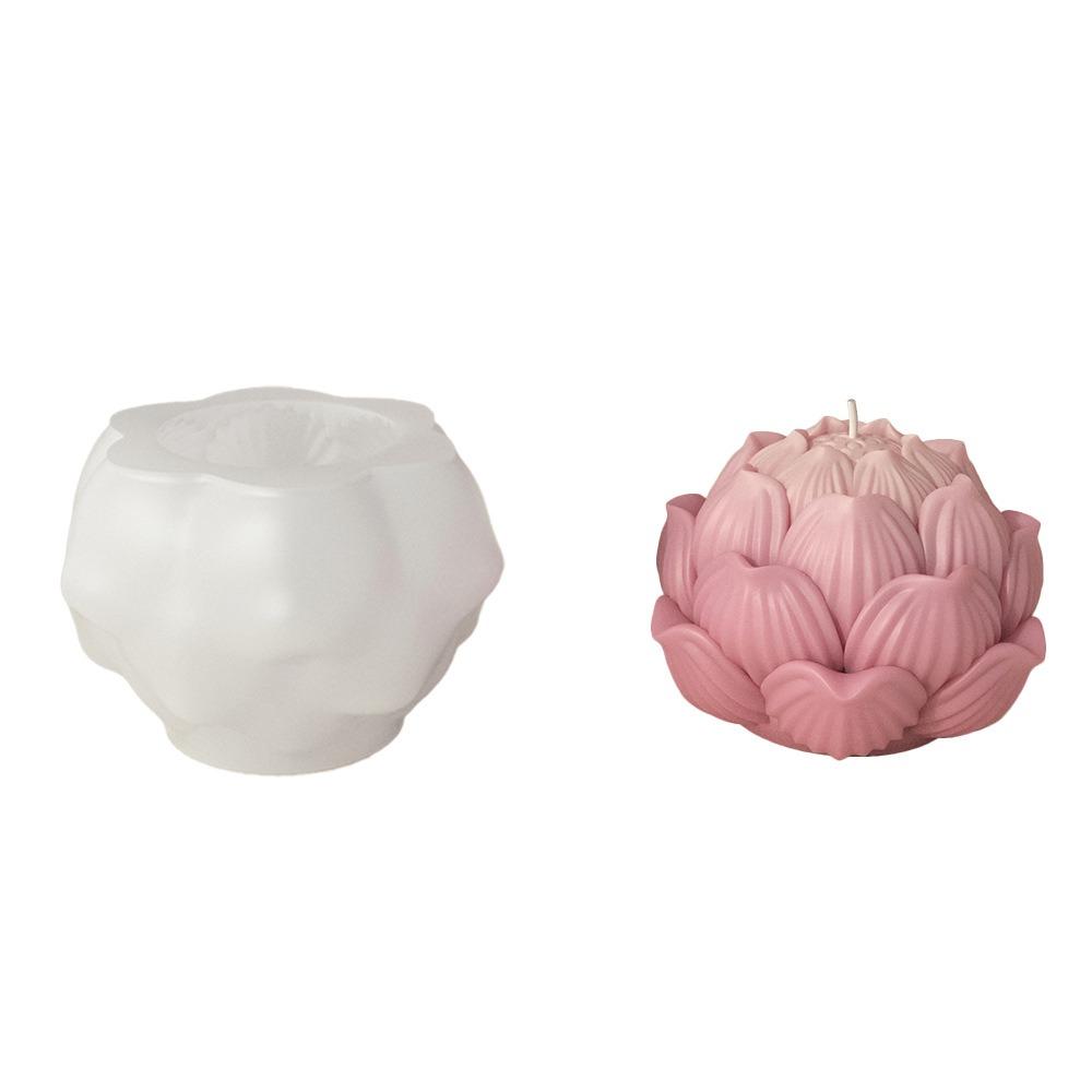 3D Lotus Flower Mold Funny Floral Mold Durable Silicone Candle Mold  Gift Making