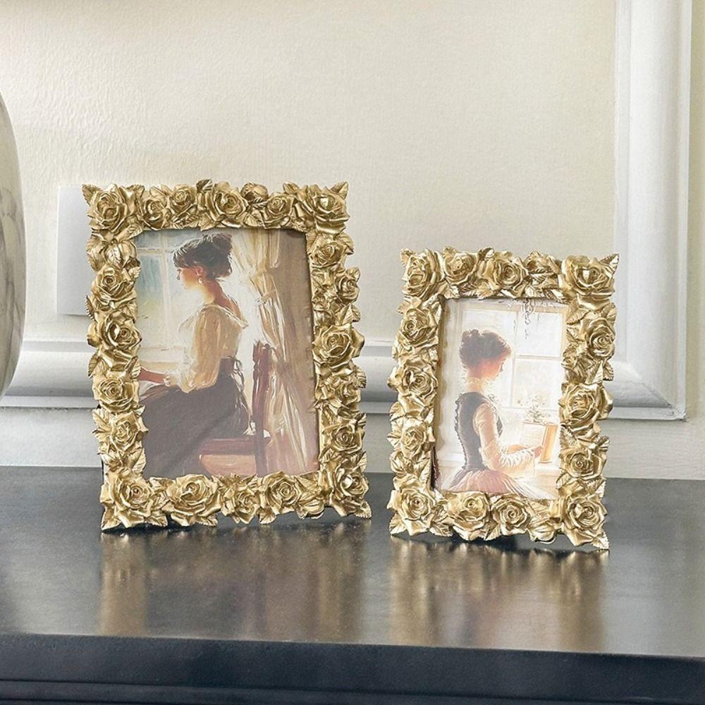 5/6/7 Inch Rose Edged Picture Frame European Style Photo Props Frame Ornaments Photo Frame  Bedroom