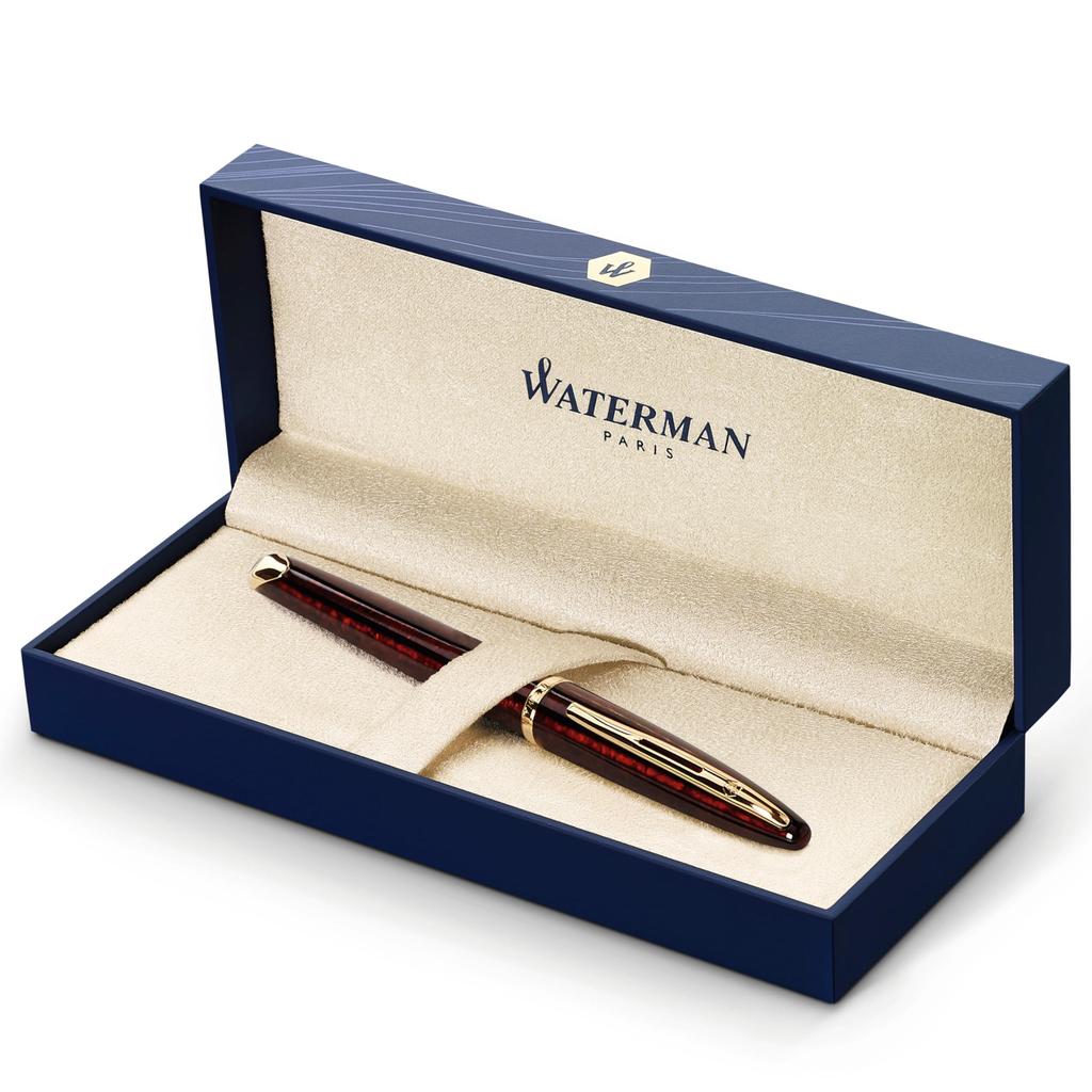 Waterman Carene Gift Box Includes Medium Nib Gold Trim Fountain Pen Amber Lacquer - (Used)