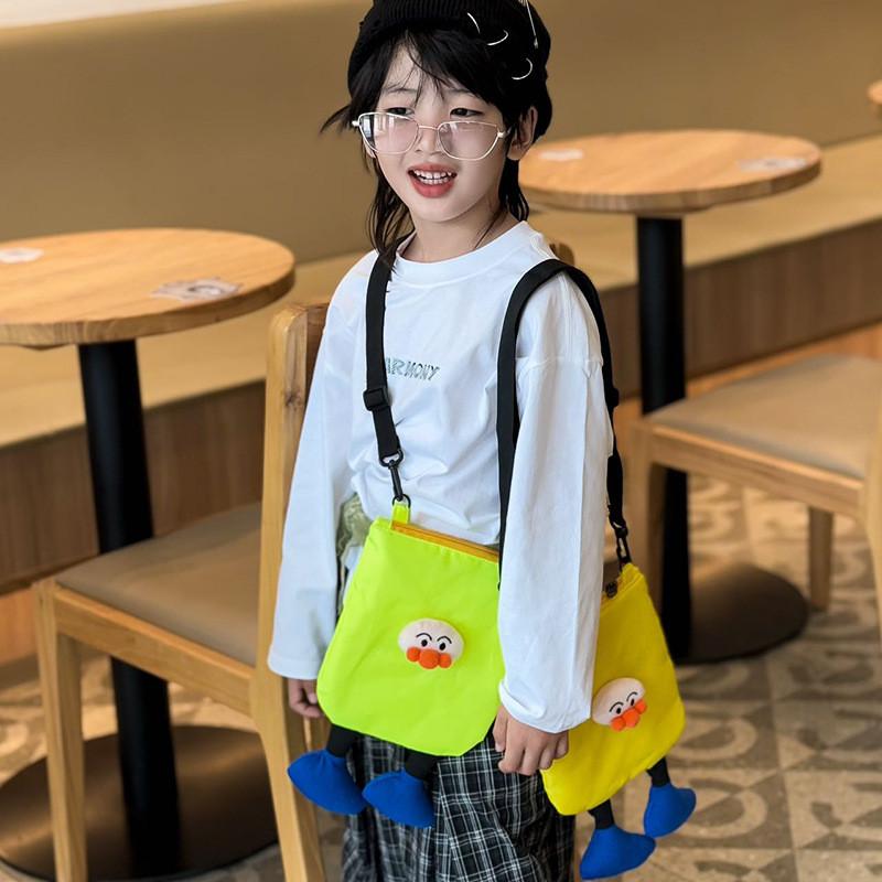Cute Doll Decoration Solid Color Lightweight Children Crossbody Bag For Kindergarten Daily Use