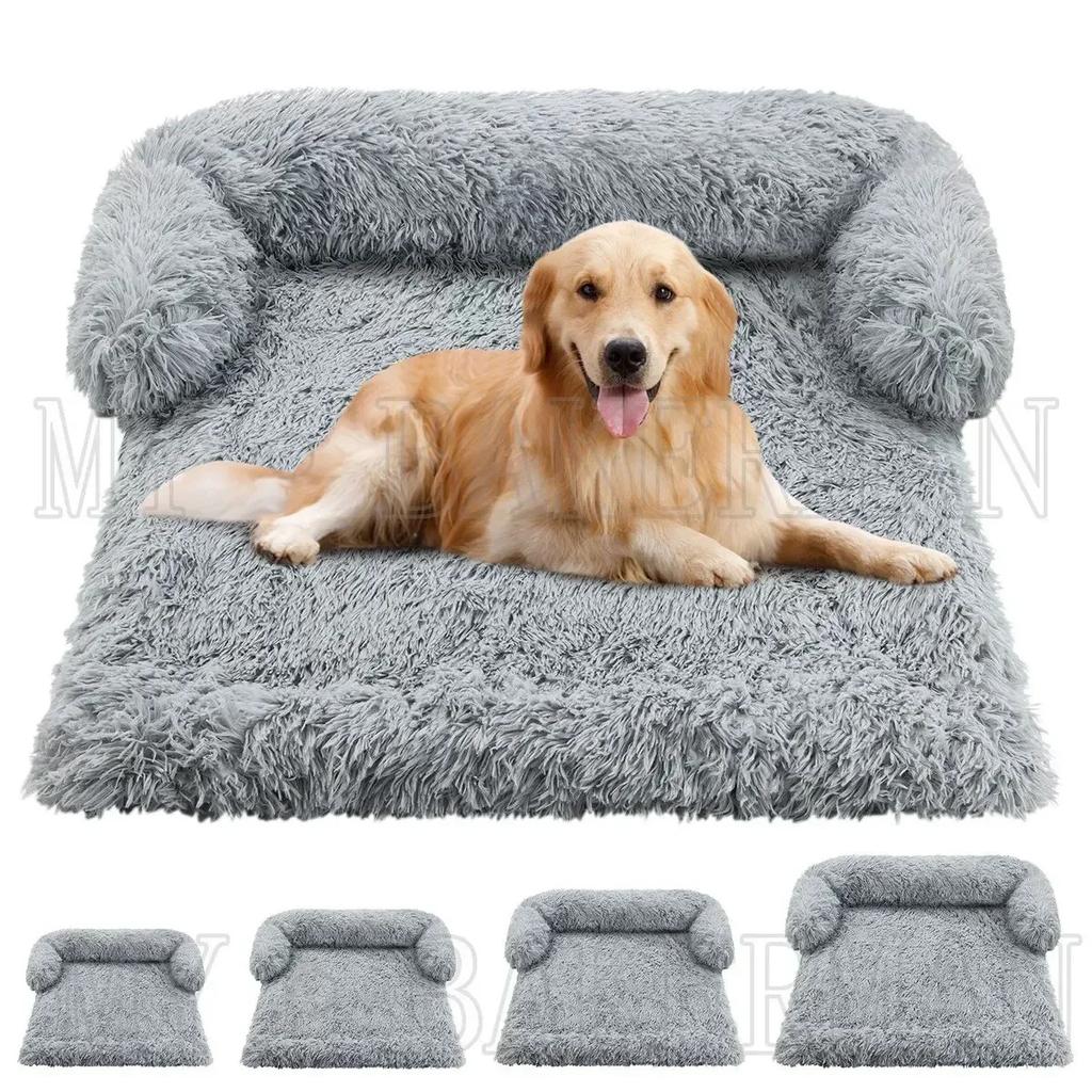 Tvättbar mjuk husdjurshundbädd soffa, stor hundsoffa säng, bekväm hund husdjursbädd, varmt överdrag, möbelskyddsdyna, kattfilt