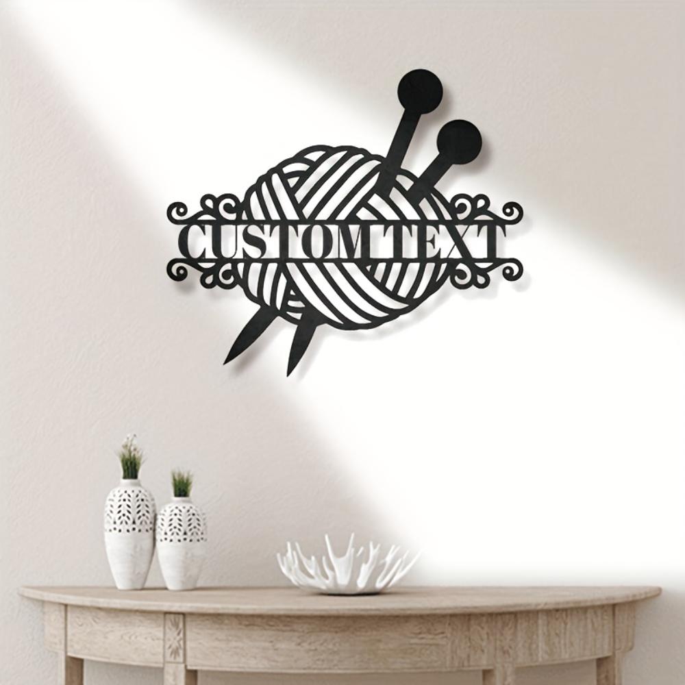 Custom Metal Wall Art Sign Personalized Gift for Knitting Crochet Lovers Home Decor