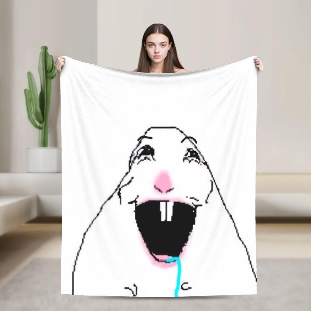 Relax Hamster Caveman Blanket Accessories Sofa Decorative Throw Blankets Lightweight Fleece for Bedroom