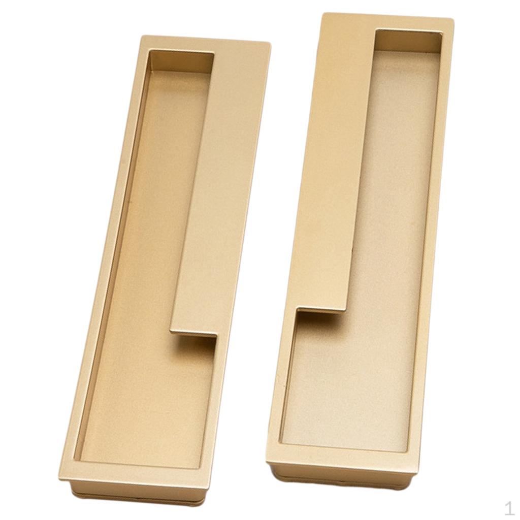 1 Pair Finger Pulls Recessed Handles Cabinet Hardware for Drawer Sand gold