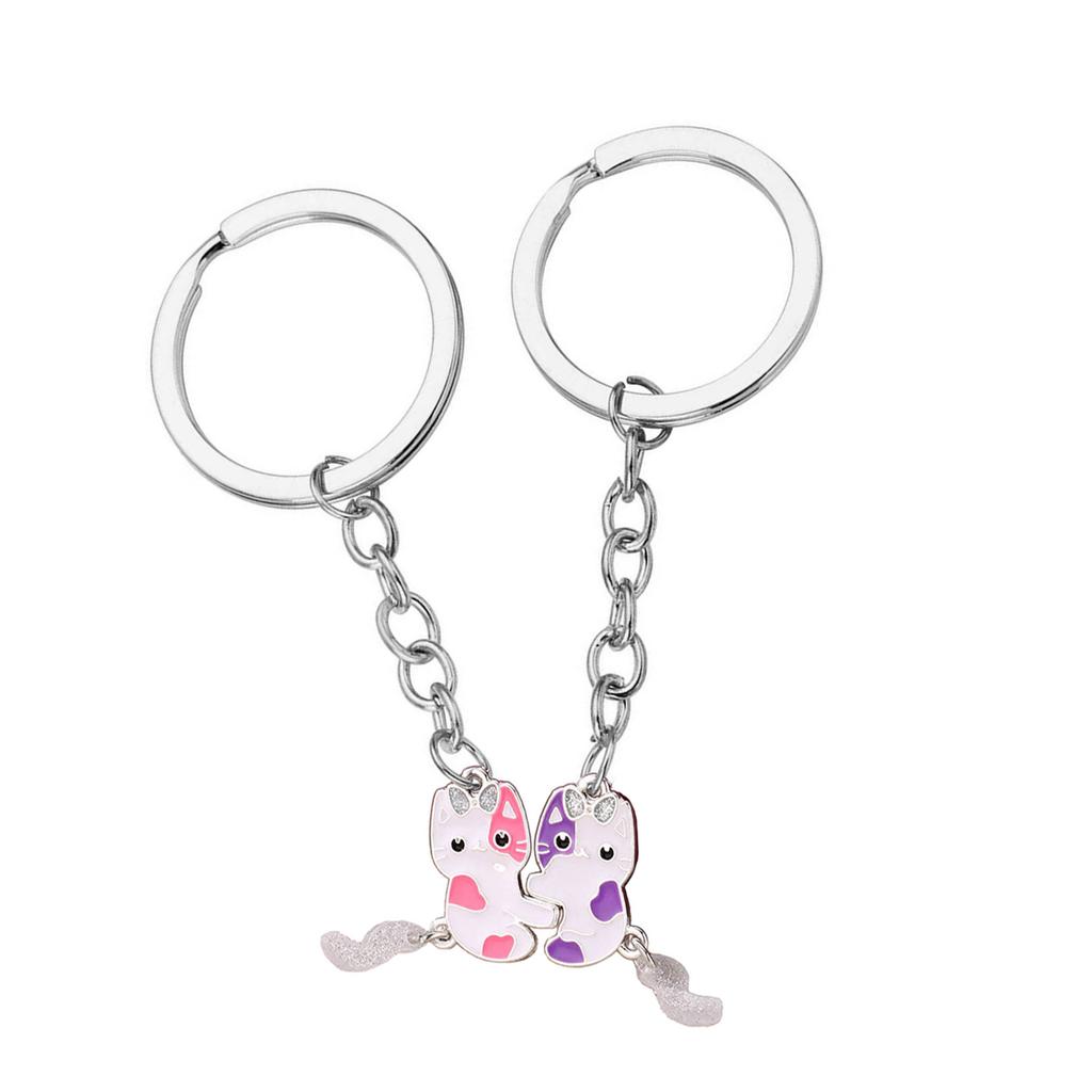 2 Pieces Cute Animal Keychain Set Magnetic Keychains Alloy Material Fashion Bag Pendant Trendy Bag Charm for Kids Girls