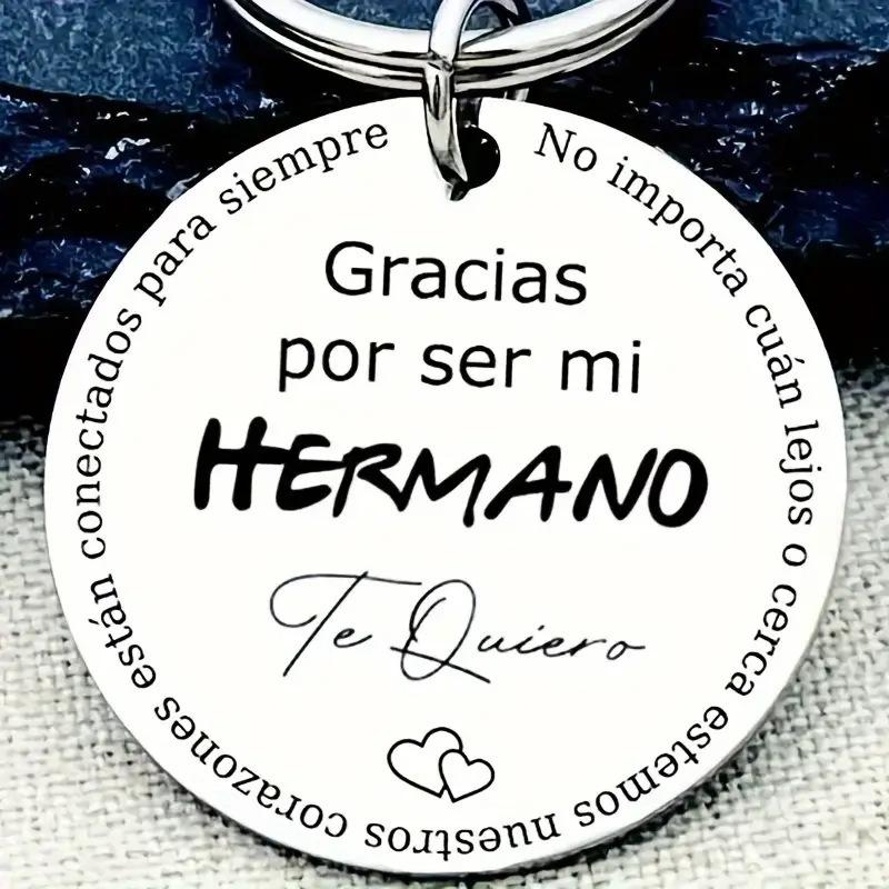 Stainless Steel Round Tag Letter Titanium Steel Keychain Inspirational Gift Stainless Steel Keychain for Backpack Bag Pendant