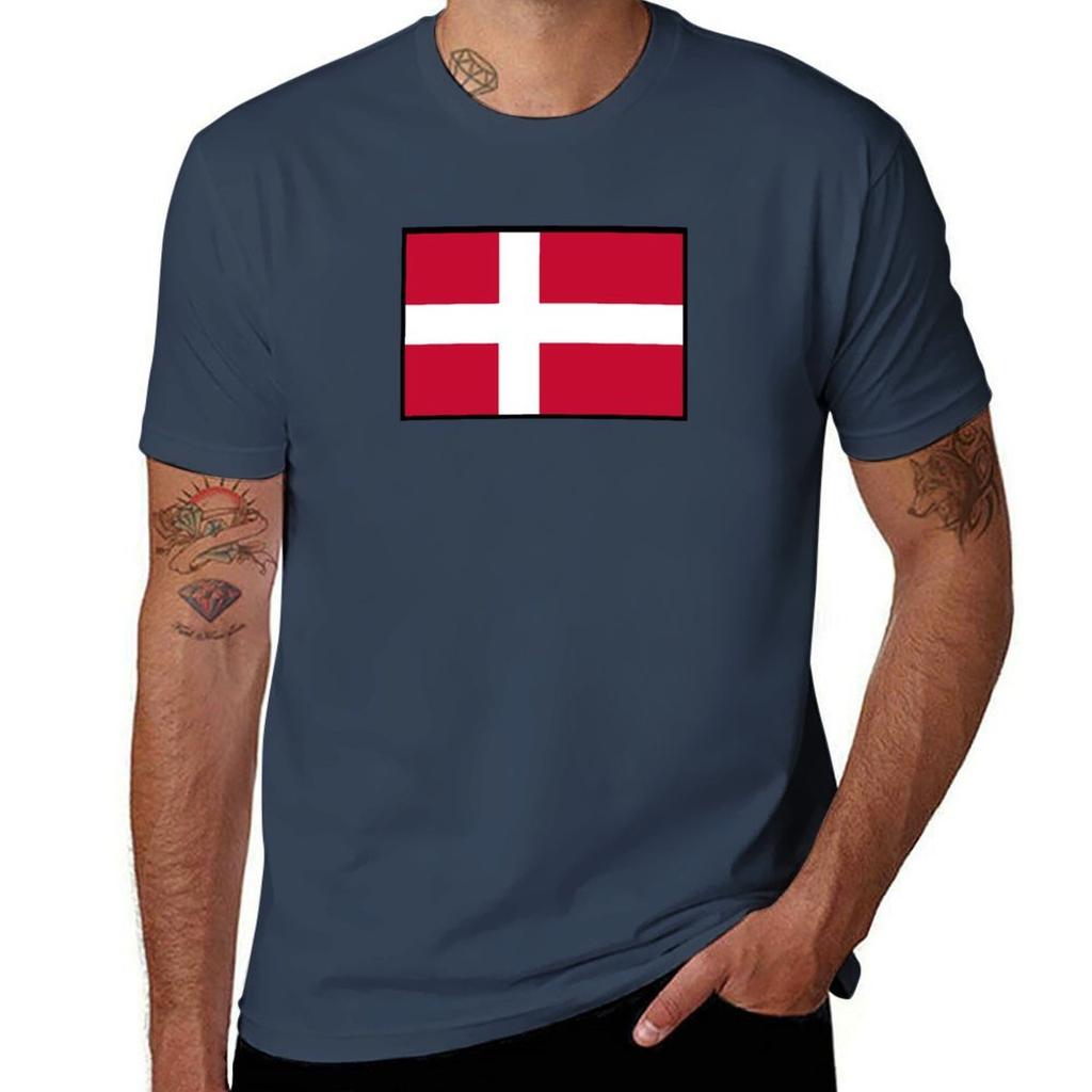 Simple Danish Flag Tshirt Soft Stretch Short Sleeve Top