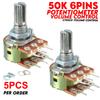 5Pcs/Set Wh148 50K 6Pins Shaft Amplifier Dual Stereo Potentiometer 10K Ohm Universal Volume Control