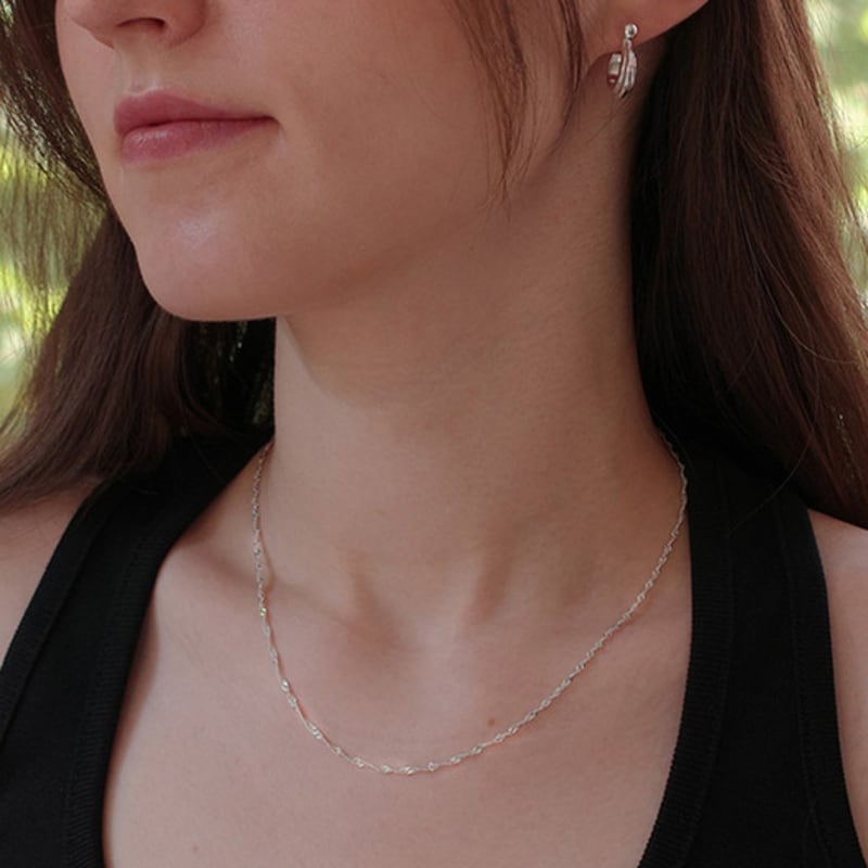 

clemence jewelry Solid Lace Chain Necklace silver