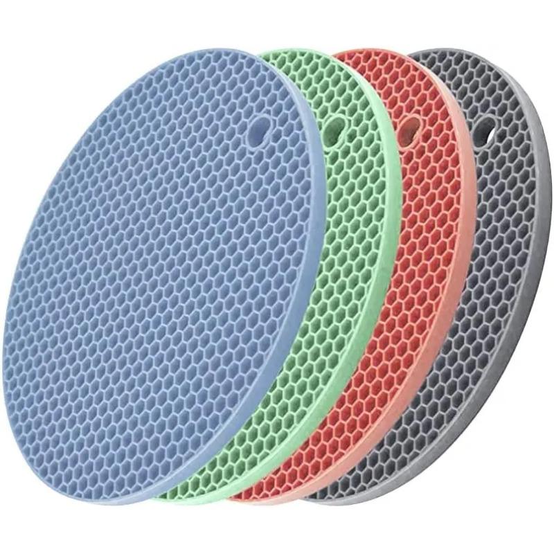 1ks silikonová podložka proti opaření Stojan na hrnce pro domácnost Ochrana kuchyňské desky Tepelně odolná protiskluzová kruhová silikonová podložka