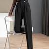 Spring Autumn Korean Loose Casual Suit Pants Women's Straight Pants High-waist Trousers Elegant Simple Solid Color Commuting wind