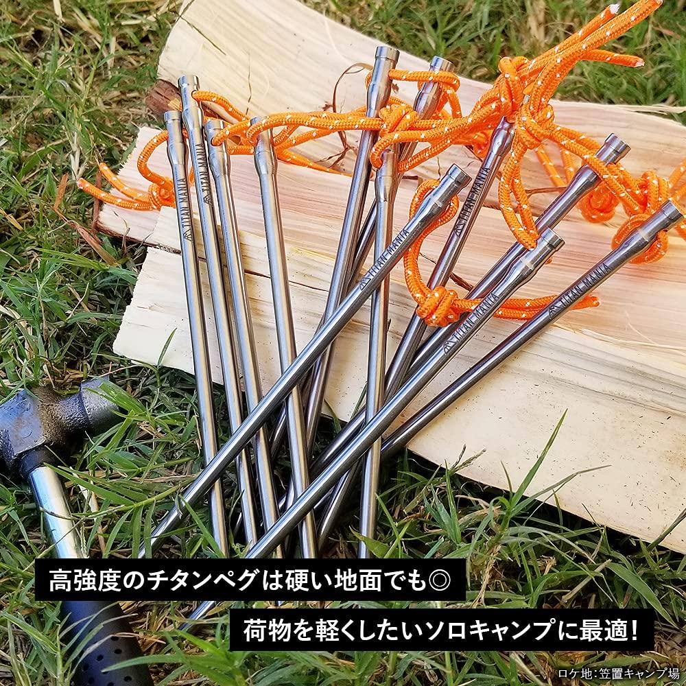 TITAN MANIA Titanium Solid and 6mm Set of for and Hard Tent Camping Storage Bag Included x Set of Pegs, Titanium, Ultra-Lightweight Strong, Diameter,