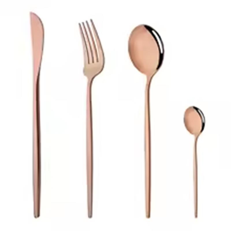 A25F-24Pcs Rose Gold Dinnerware Set Stainless Steel Tableware Set Western Knife Fork Spoon Mirror Flatware Cutlery Set