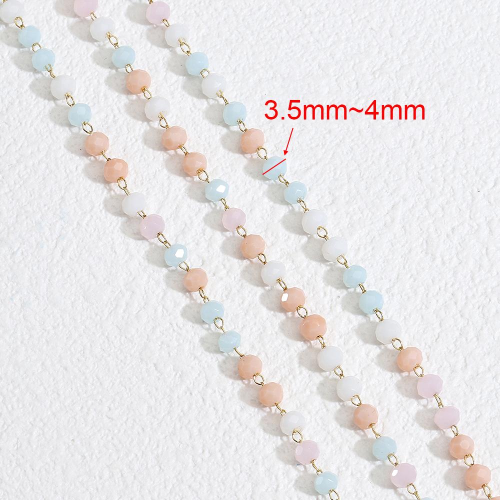 No Fade 1Meter Crystal Stone Stainless Steel Chain Pink Blue Beaded Chains for Necklace Bracelet Chain Jewelry Making DIY