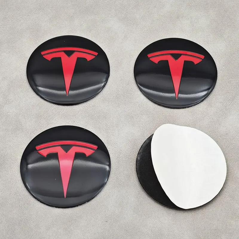 Autosticker Tesla 40 Stuks 56mm Auto Wielnaafdoppen Badge Sticker Embleem Decals Accessoires Voor Tesla Model 3 Model Y S Auto