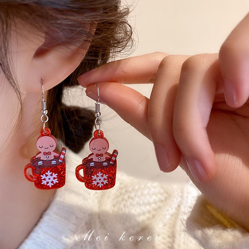Silver Needle Snowflake & Snowman Alpaca Holiday Stud Earrings - Sweet Fashion Trend