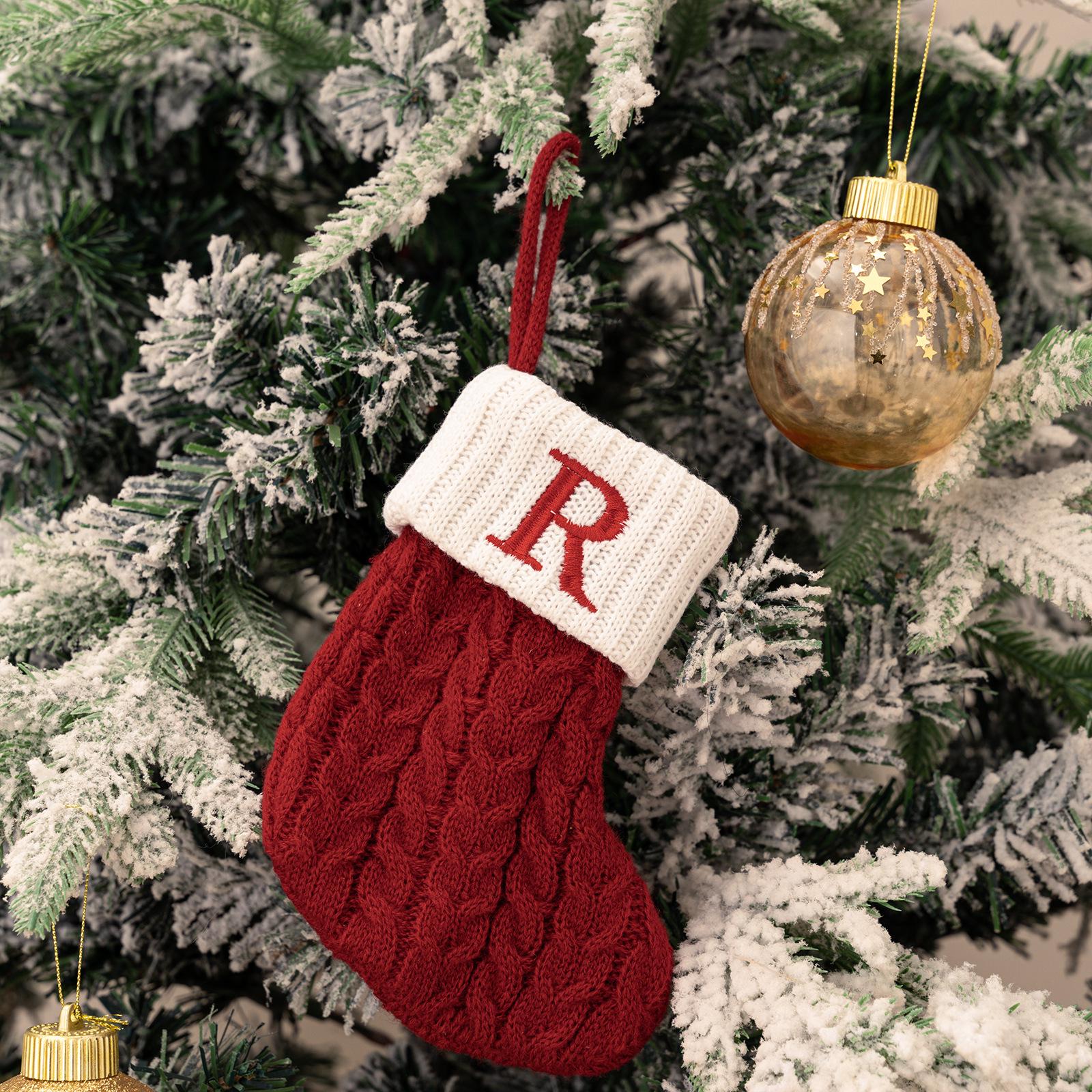 Adorable Wool Knitted Christmas Stocking Tree Ornament & Gift Bag