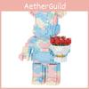 Little Bear Holding Flowers Abs Plastic Building Blocks For Creative Diy Toy Gift For Girls