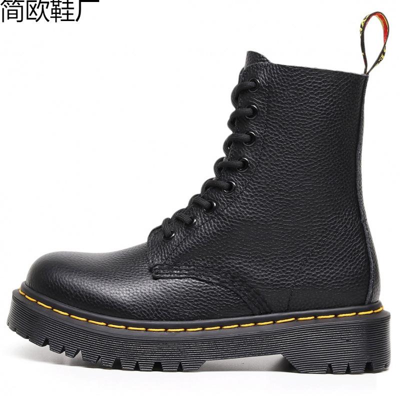 Martin boots lychee pattern tooling boots women's head layer soft cow leather short boots British locomotive boots