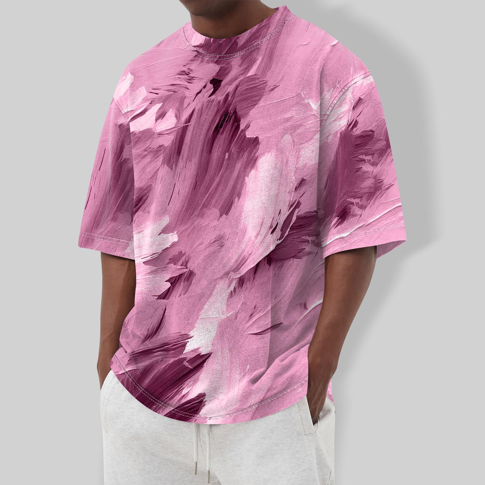 

Летняя мужская популярная футболка с круглым вырезом и коротким рукавом с принтом XL розовый