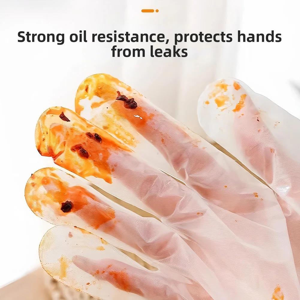 60pcs Long-sleeved Gloves Elastic Disposable Gloves With Extended Cuffs Household Cleaning Highly Elastic 60cm PE Film Gloves