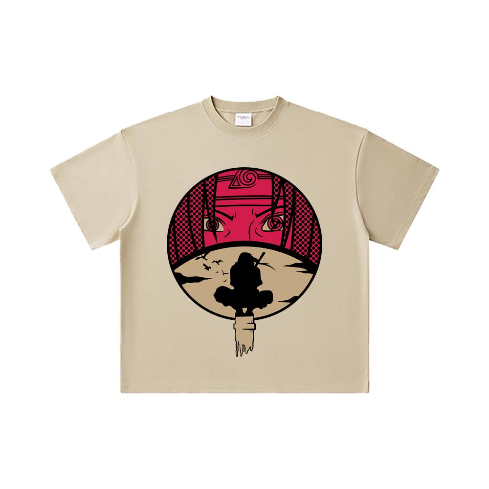 260 GSM Double Yarn 32 Count 100% Cotton Naruto V8 Itachi Print Unisex Heavy Cotton T Shirt
