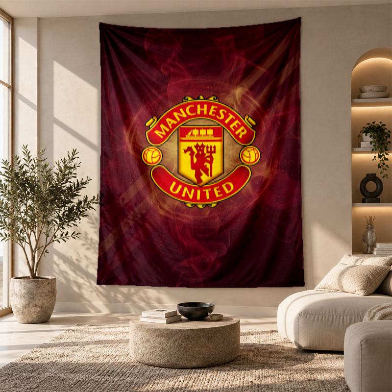Arazzo Decorativo, Arte da Parete Stampata Manchester United, Appeso a Parete Leggero per Sfondo Camera da Letto