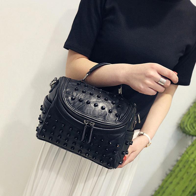 2026 Sheepskin Handbags Women's Rivet Design Single Shoulder Bag Luxury Designer Brand Crossbody Bags Sac Female Shopping Bags