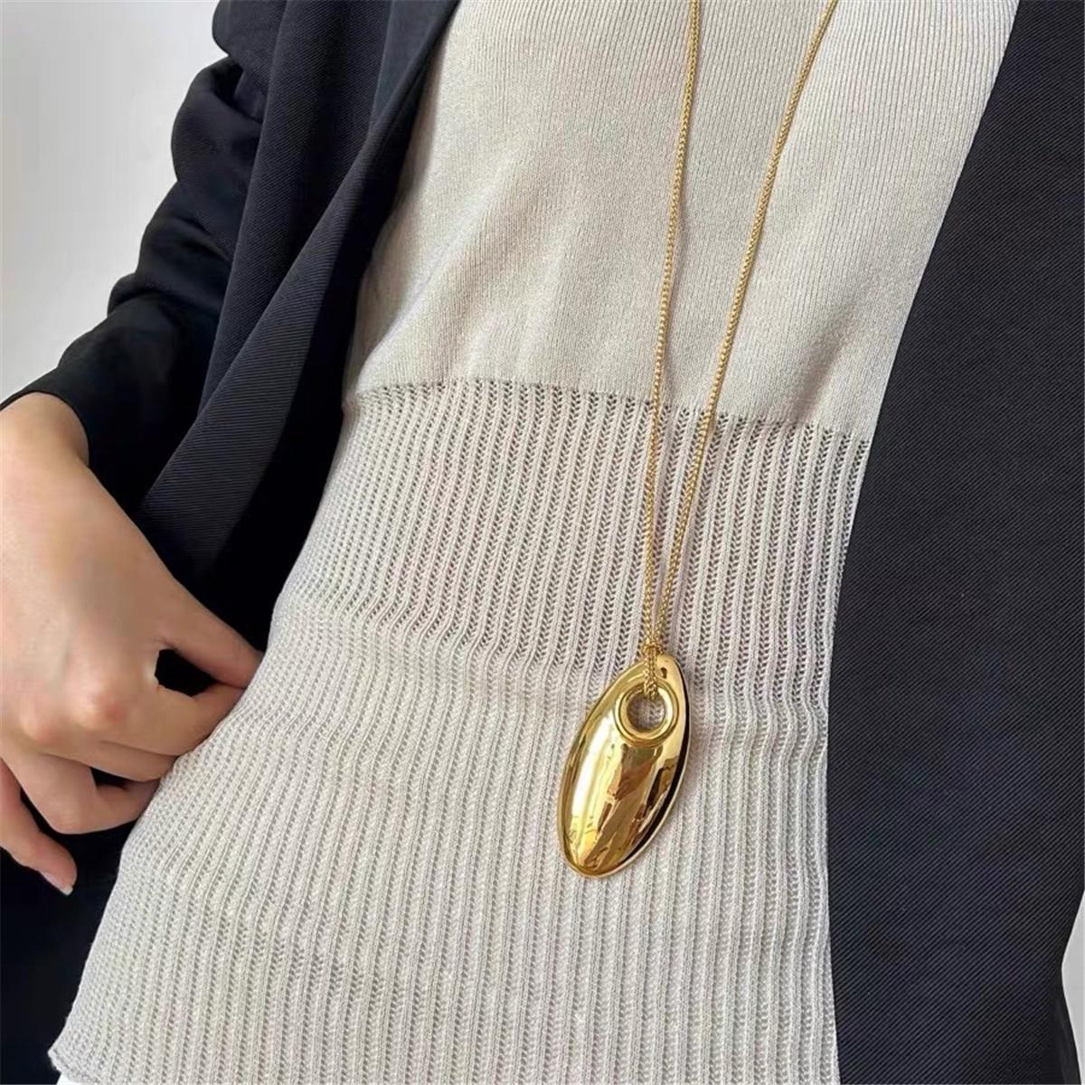 

Tooxika Легкая Роскошь Нишевое Длинное Подвесное Ожерелье Простой Темперамент Ожерелье Цепочка-Джемпер золотой