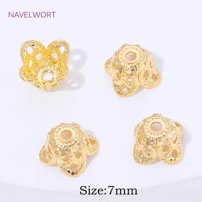 7mm Brass Hollow Bead Caps 18K Gold Plated Bead Caps For Bracelet Making Supplies,Caps For Beads,DIY Accessories Wholesale