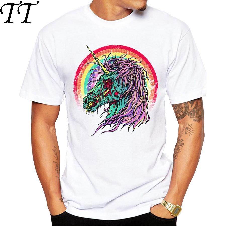 2019 Arrivals Zombie Unicorn Men T Shirt Vintage Printed t-shirt Short Sleeve Casual Basic Tops