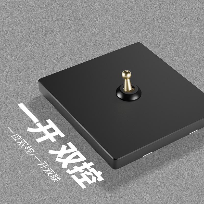 86 Type French Black Retro Industrial Brass Toggle Switch Panel for Hotels and B&Bs