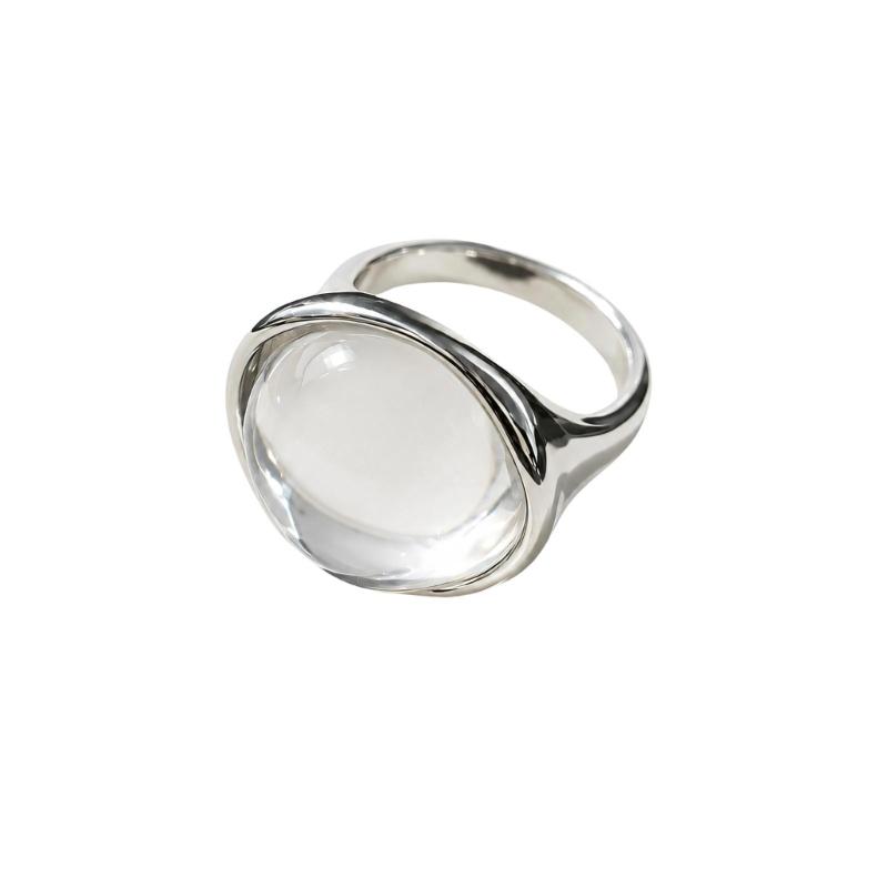 Lightweight Necklace Ring, Alloy and Resin Fashion Jewelry with Clear Colorless Centerpiece for Workwear, Date, and Party Outfits