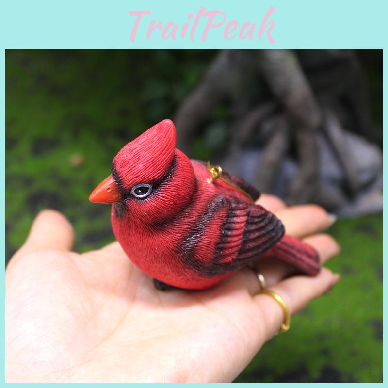 Christmas Red Bird Resin Ornament For Garden Decor And Festive Gift Giving