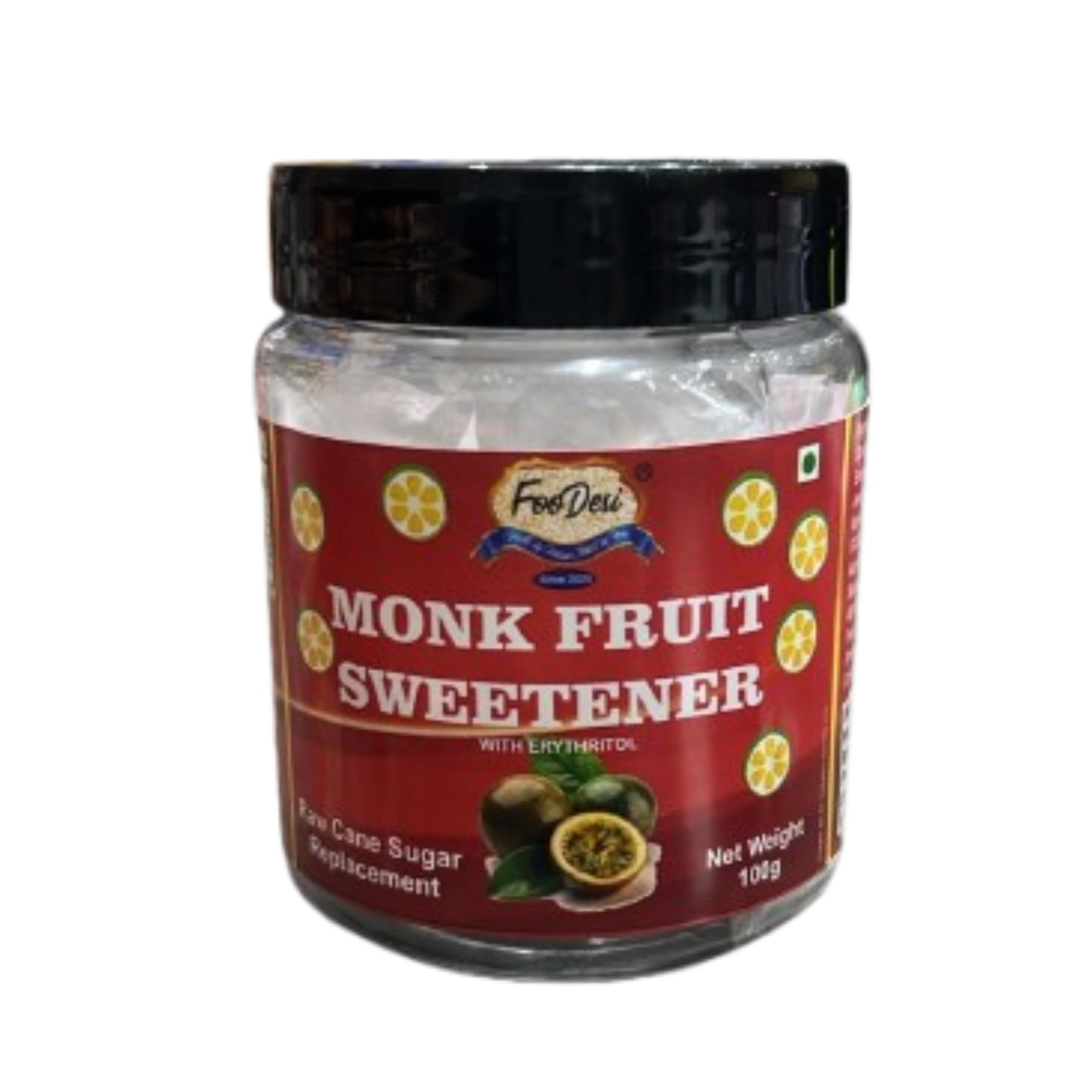 

FoodDesi Monk Fruit Sweetener with Erythritol | Natural Zero-Sugar Sweetener for Tea, Coffee, Cooking & Baking