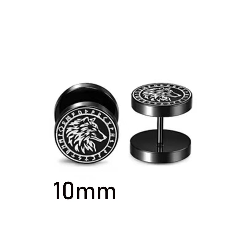 1 Pair Gothic Viking Rune Stud Earrings For Women/Men Stainless Steel Cubic Zirconia Rock Punk Piercing Jewelry