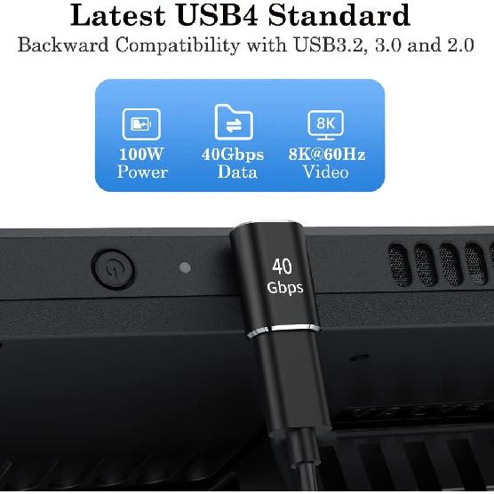 AuviPal USB C 90 Degree Adapter (2 Pack), Up and Down Right Angle L Shape USB Type C Male to Female Connector for Steam Deck, ROG Ally, MacBook,