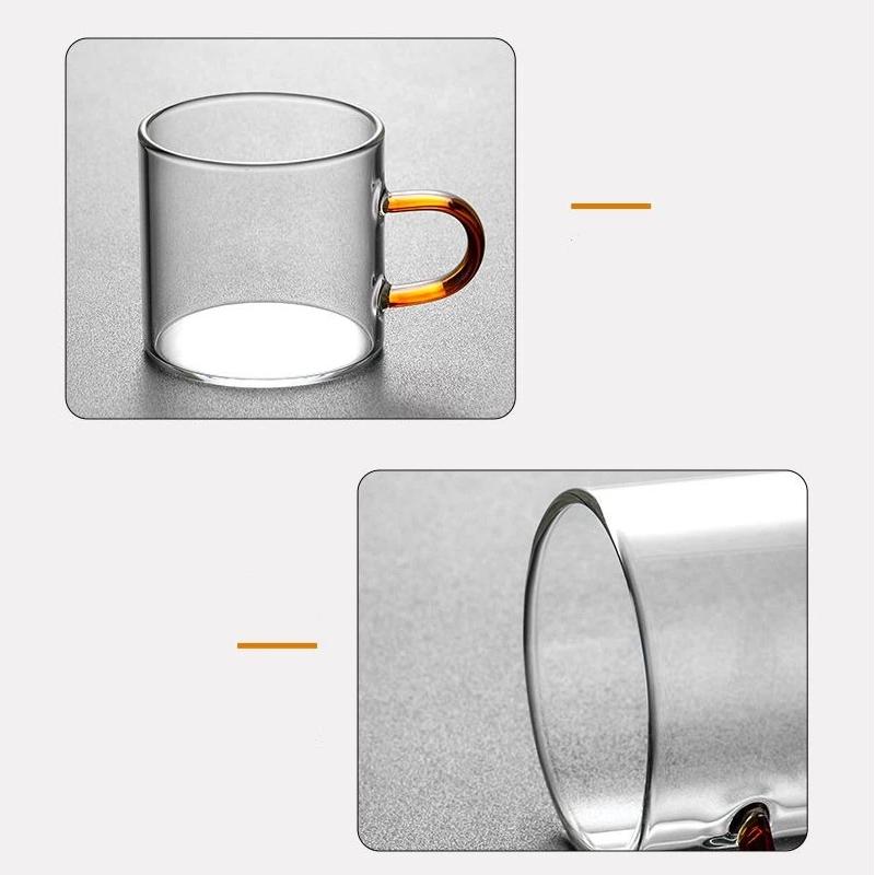 120ml Colorful Handle Glass Tea Cup with Handle – Heat Resistant High Borosilicate Water Cup
