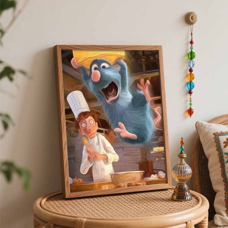 Disney Ratatouille Remy Chef Cooking Oil Painting Art Handmade Diy Painting Home Decoration Gift