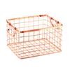1Pcs Iron Storage Basket Nordic Style Rose Gold Laundry Towel Organizer Multi-Purpose Household Container for Kitchen Desktop