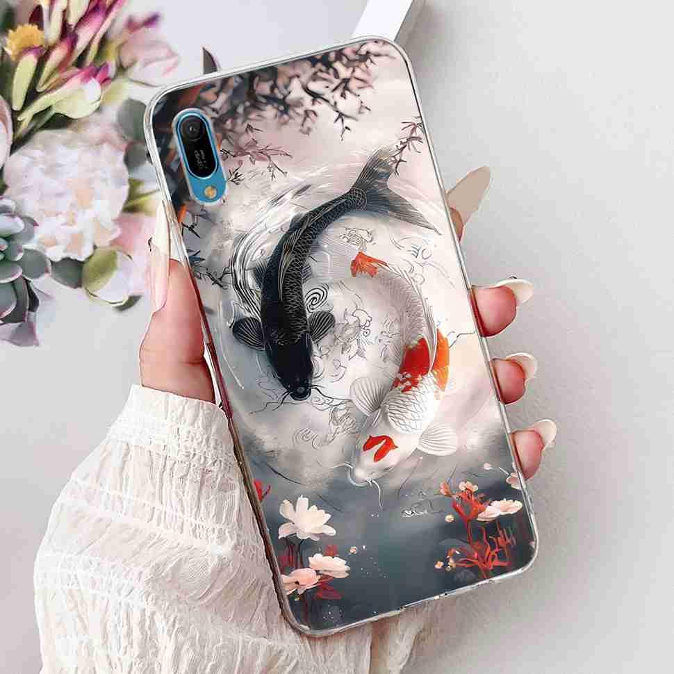 For Huawei Y6 Pro 2019 MRD-LX2 Case Fashion Flower Love Silicone TPU Shockproof Cover For Huawei Y6Pro Y16 pro 2019 Phone Cases