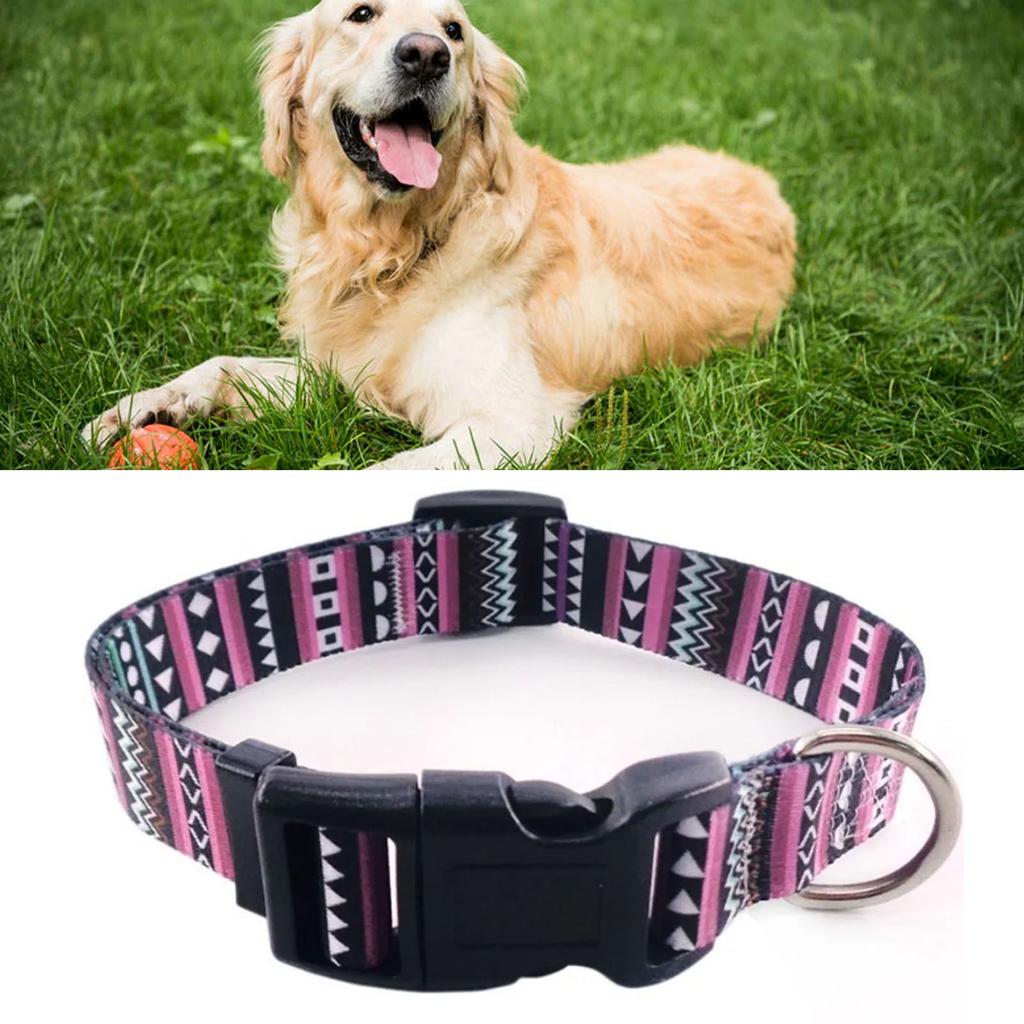 Dog Collar Print Floral Adjustable Soft Stylish Pet Collar for Small Medium Large Dogs M
