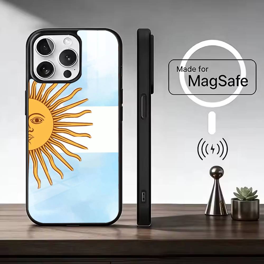 A-Argentinien Fußball Fan Unterstützungsflagge Handyhülle Für iPhone17,16,15,14,13,12,11 Plus,Pro Magnetisch Für Magsafe Kabelloses Laden