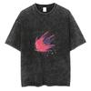 Men Streetwear Washed T-Shirt Japanese Anime Graphic Print T Shirt Harajuku Cotton Casual Tshirt Summer Short Sleeve Top Tee